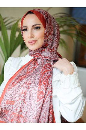 روسری قرمز پنبه پلی استر efdal şal eşarp - کد 922680347