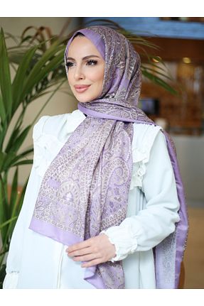 روسری بنفش پنبه پلی استر efdal şal eşarp - کد 922680353