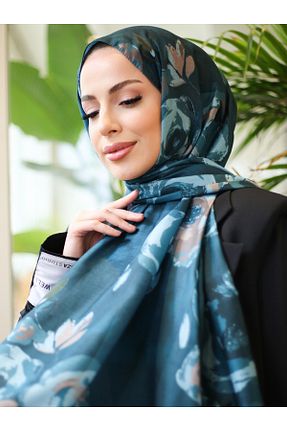 روسری فیروزه ای پنبه پلی استر efdal şal eşarp - کد 922687670