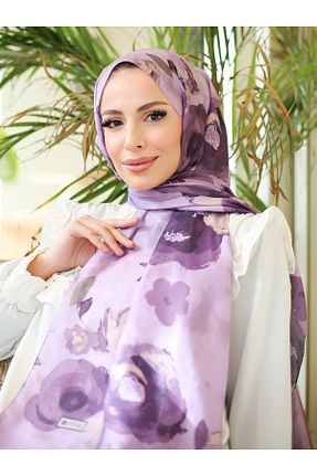 روسری بنفش پنبه پلی استر efdal şal eşarp - کد 922687707