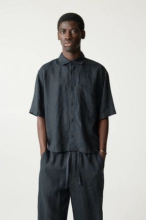 پیراهن سرمه ای مردانه Boxy Pull & Bear - کد 922684000