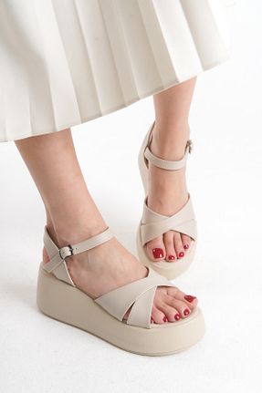 کفش پاشنه بلند پر بژ زنانه پاشنه متوسط (5-9 سانتی متر) Limeo - کد 922690435