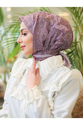 روسری بنفش پنبه پلی استر efdal şal eşarp - کد 922694811