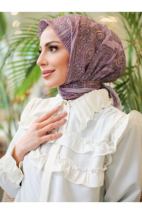روسری بنفش پنبه پلی استر efdal şal eşarp - کد 922694811