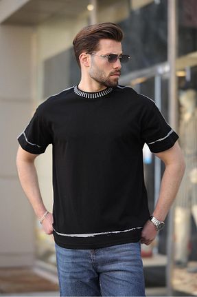 تیشرت مشکی مردانه رگولار Madmext - کد 922690973