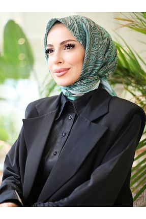 روسری سبز پنبه پلی استر efdal şal eşarp - کد 922694666