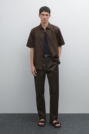 پیراهن قهوه ای مردانه رگولار Massimo Dutti - کد 922706392