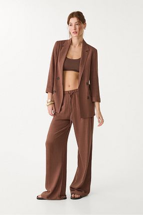 کت بلیزر قهوه ای زنانه ویسکون Stradivarius - کد 922704701