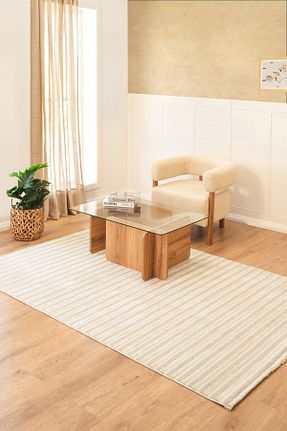 فرش بژ قابل شستشو Kaşmir Halı - کد 871926062