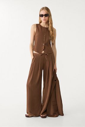 بلوز قهوه ای زنانه ساده Stradivarius - کد 922713343