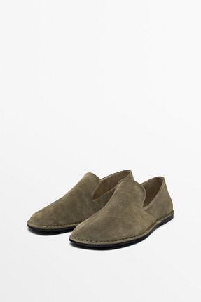 کفش کژوال خاکی زنانه چرم خالص Massimo Dutti - کد 922714004
