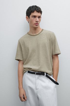 تیشرت خاکی مردانه رگولار Massimo Dutti - کد 922712062
