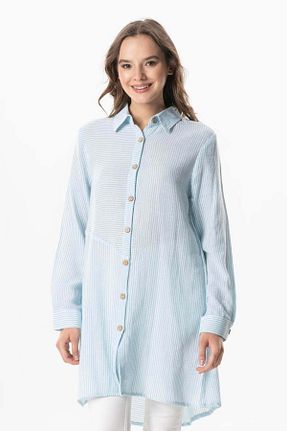 تونیک حجاب آبی زنانه پنبه ای Eliş Şile Bezi - کد 919928852
