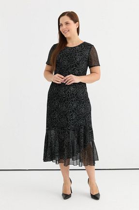 لباس سایز بزرگ مشکی زنانه پارچه Selen Giyim - کد 922736969