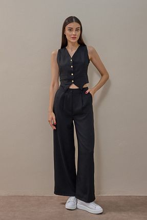 ست بالاتنه و پائین تنه مشکی زنانه بافتنی SHUGAA - کد 901898607