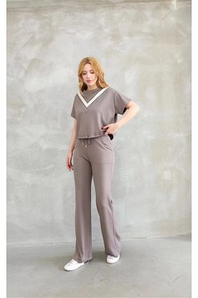 ست بالاتنه و پائین تنه قهوه ای زنانه رگولار REKA MODA - کد 922738372