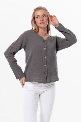 پیراهن طوسی زنانه رگولار Eliş Şile Bezi - کد 807764622