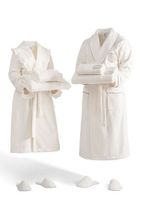 حوله پالتوئی بژ زنانه 10 + Ecocotton - کد 756835263