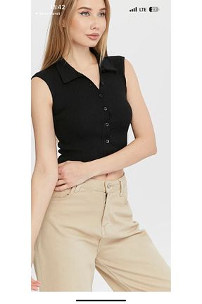 بلوز مشکی زنانه کراپ mor butik - کد 922738476