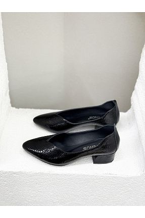 کفش پاشنه بلند کلاسیک مشکی زنانه چرم Venüs - کد 922758566