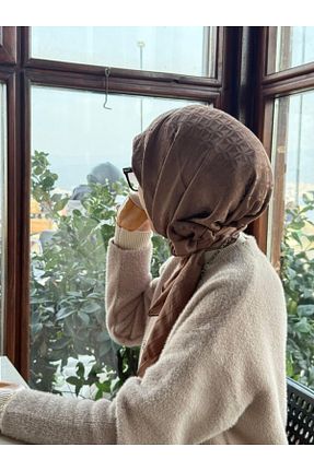 روسری قهوه ای 100 x 100 Qalortex Scarf - کد 922751701