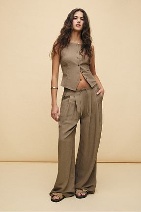 شلوار قهوه ای زنانه پلی استر Stradivarius - کد 894658307