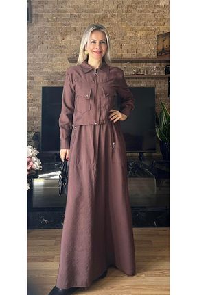 لباس حجاب قهوه ای زنانه رگولار Cardella - کد 922748030