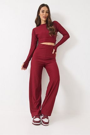 ست بالاتنه و پائین تنه زرشکی زنانه بافتنی Bianco Lucci - کد 922771724
