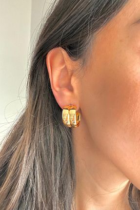 گوشواره جواهر طلائی فلزی DEMOKAN - کد 847303125