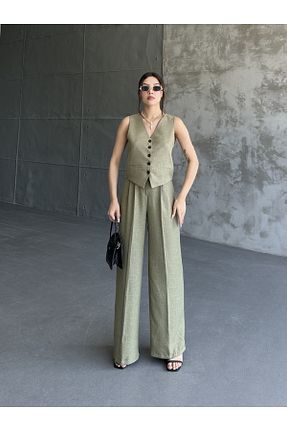 ست بالاتنه و پائین تنه خاکی زنانه بافتنی MYGİYİMİSTANBUL - کد 922775341