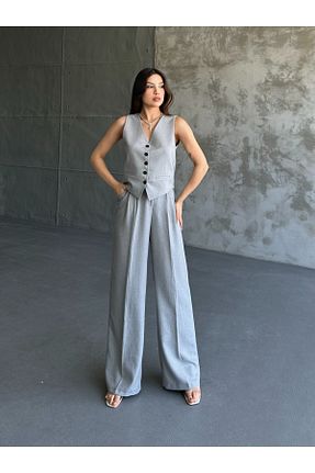 ست بالاتنه و پائین تنه طوسی زنانه بافتنی MYGİYİMİSTANBUL - کد 922775315