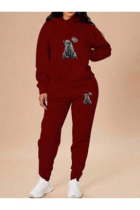 ست بالاتنه و پائین تنه زرشکی زنانه بافت RPT MODA - کد 922774175