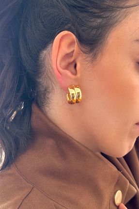گوشواره جواهر طلائی فلزی DEMOKAN - کد 847303125