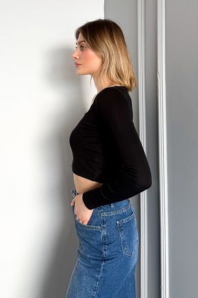 بلوز مشکی زنانه یقه مربعی ModaPlaza - کد 922779642
