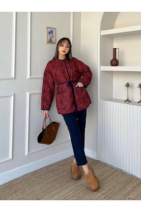کت اسپرت زرشکی زنانه اورسایز MODA - کد 923488857