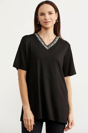 تیشرت مشکی زنانه رگولار Sementa - کد 820516626