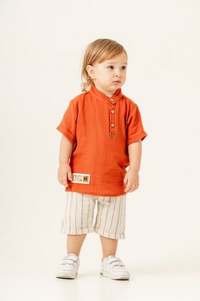 ست نوزادی نارنجی بچه گانه پنبه ای JNF kids - کد 925252003