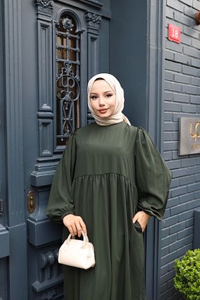 لباس حجاب خاکی زنانه اورسایز modessia - کد 922881324
