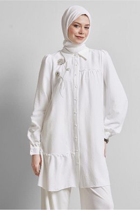 تونیک حجاب سفید زنانه پلی استر Alvina - کد 922907284