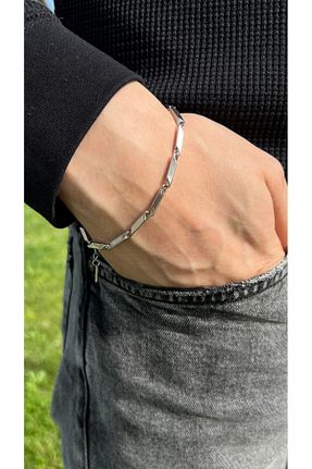 دستبند استیل (فولاد) طوسی زنانه استیل ضد زنگ menaura - کد 922909927