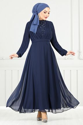 لباس مجلسی حجاب سرمه ای ModaMerve - کد 922916851
