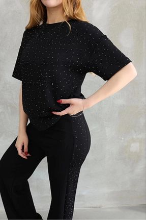 ست بالاتنه و پائین تنه مشکی زنانه بافتنی Tam12den Home - کد 922954713