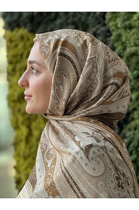شال قهوه ای زنانه ابریشم LAMİRA MİLANO - کد 922953717