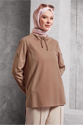 تونیک حجاب بژ زنانه مخلوط پلی استر Alvina - کد 879092394
