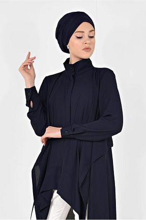تونیک حجاب سرمه ای زنانه مخمل Alvina - کد 874718041