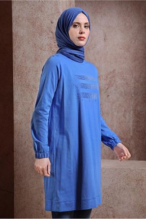 تونیک حجاب آبی زنانه %100 پنبه Alvina - کد 822672152