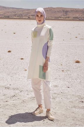 تونیک حجاب سفید زنانه مخلوط ویسکون Alvina - کد 804554668