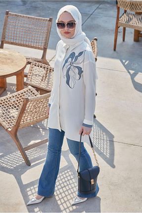 تونیک حجاب سفید زنانه پلی استر Alvina - کد 922970119