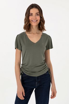 تیشرت خاکی زنانه رگولار U.S. Polo Assn. - کد 922991537