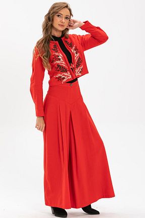 کت قرمز زنانه رگولار Eliş Şile Bezi - کد 93085651